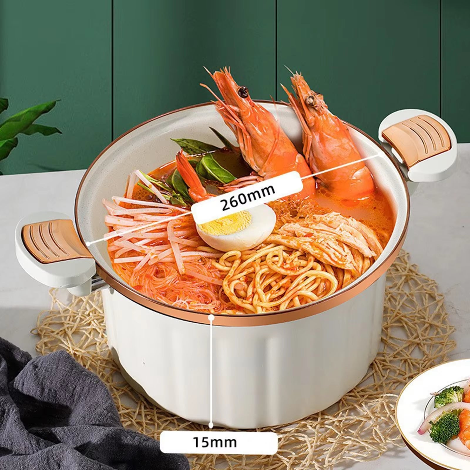 8L Enamel Micro Pressure Pot Korean Vacuum Non Stick Soup Pot Non Stick Soup Pot Multifunctional Double Ear Stewing Boiling Pot