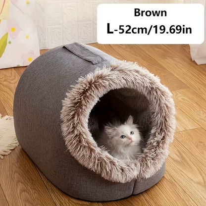 Cama para gatos cómoda y portátil, cálida y acolchada, con asa.