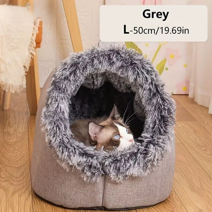Cama para gatos cómoda y portátil, cálida y acolchada, con asa.
