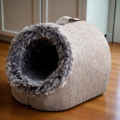 Cama para gatos cómoda y portátil, cálida y acolchada, con asa.