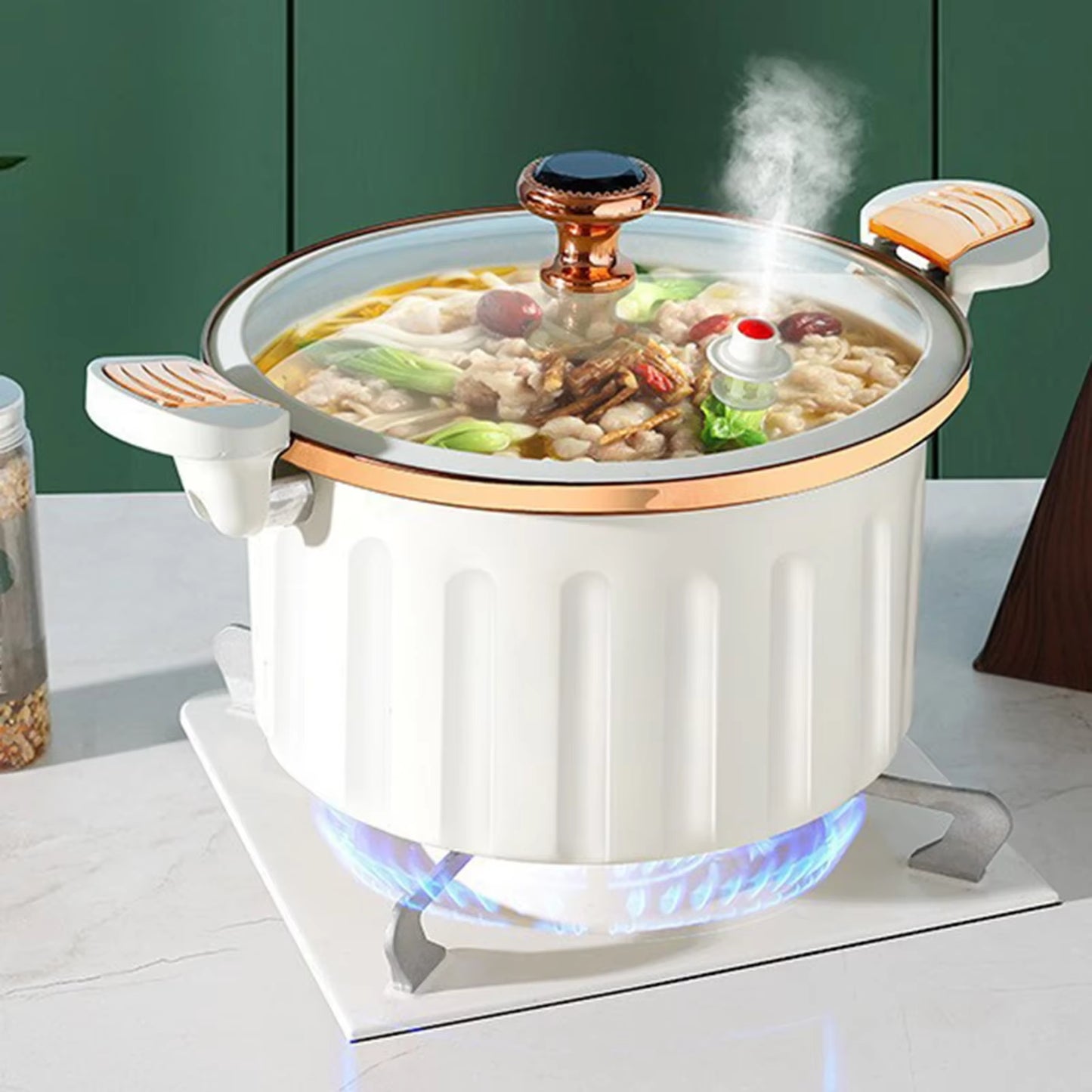 8L Enamel Micro Pressure Pot Korean Vacuum Non Stick Soup Pot Non Stick Soup Pot Multifunctional Double Ear Stewing Boiling Pot